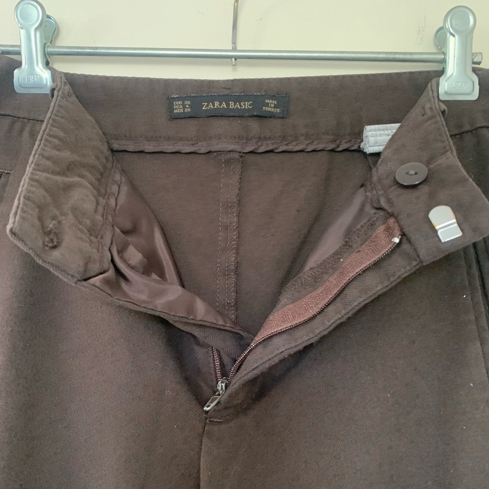 Zara Basic brown trousers with light black spotted pattern - Picture 6 of 9